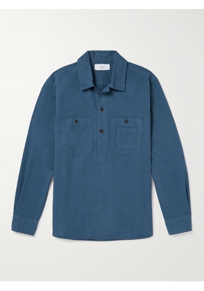 Mr P. - Herringbone Cotton Shirt - Men - Blue - XS