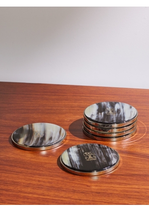 Brunello Cucinelli - Set of Six Horn and Silver-Tone Coasters - Men - Brown