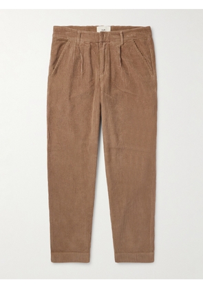 Folk - Signal Tapered Pleated Cotton-Corduroy Trousers - Men - Brown - 1