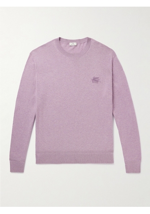 Etro - Logo-Embroidered Cotton and Cashmere-Blend Sweater - Men - Purple - S