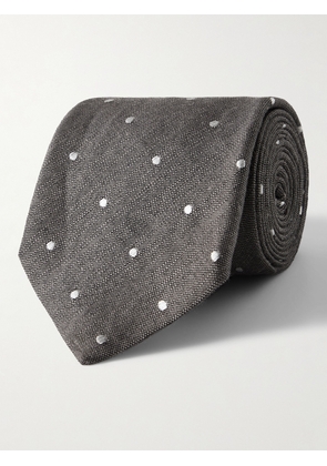 Paul Smith - 8cm Polka-Dot Linen and Silk-Blend Tie - Men - Gray