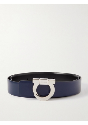 FERRAGAMO - 3.5cm Gancini Reversible Leather Belt - Men - Blue - EU 85