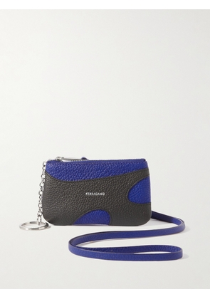 FERRAGAMO - Logo-Print Panelled Full-Grain Leather Wallet - Men - Blue