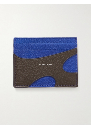 FERRAGAMO - Logo-Print Cutout Full-Grain Leather Cardholder - Men - Blue