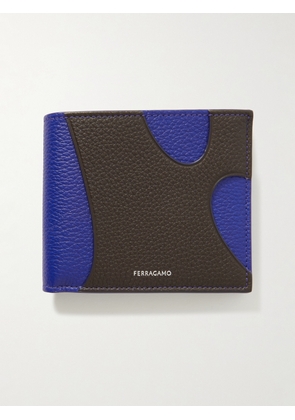 FERRAGAMO - Logo-Print Paneled Full-Grain Leather Billfold Wallet - Men - Blue