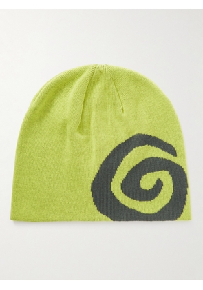 OSTRYA - Swirl Logo-Intarsia Stretch-Knit Beanie - Men - Green