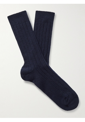 William Lockie - Ribbed Cashmere-Blend Socks - Men - Blue - S