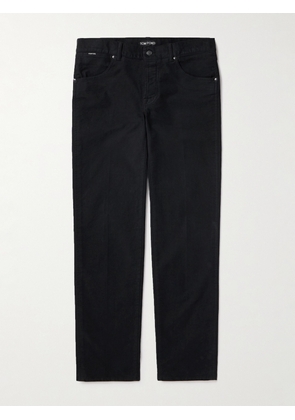 TOM FORD - Slim-Fit Straight-Leg Cotton-Blend Moleskin Trousers - Men - Black - UK/US 30