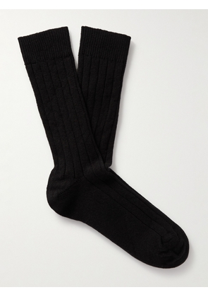 William Lockie - Ribbed Cashmere-Blend Socks - Men - Black - S