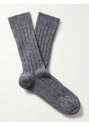 William Lockie - Ribbed Cashmere-Blend Socks - Men - Gray - S