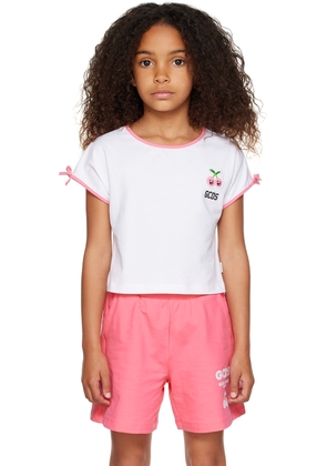 GCDS Kids Kids White & Pink Patch T-Shirt