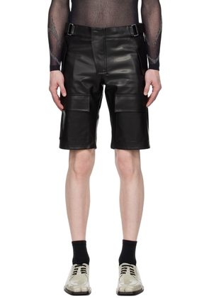 MISBHV Black Moto Faux-Leather Shorts