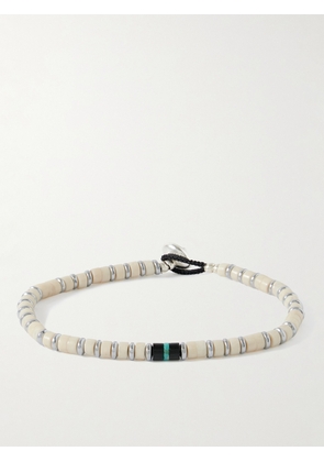 Mikia - Heishi Silver Multi-Stone Bracelet - Men - Neutrals - M