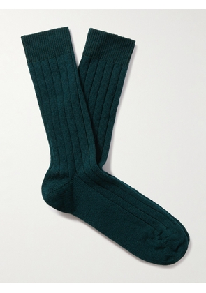 William Lockie - Ribbed Cashmere-Blend Socks - Men - Green - S
