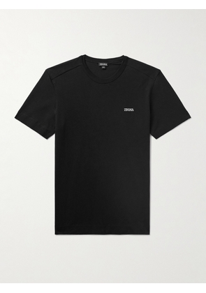 Zegna - Slim-Fit Logo-Embroidered Cotton-Jersey T-Shirt - Men - Black - IT 46