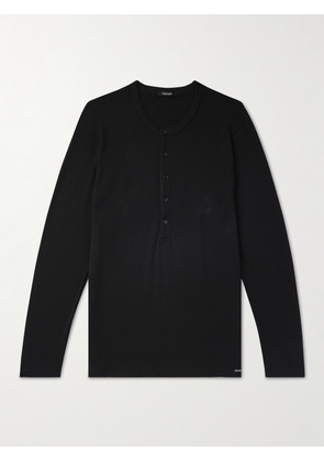 TOM FORD - Stretch-Cotton Jersey Henley Pyjama T-Shirt - Men - Black - S