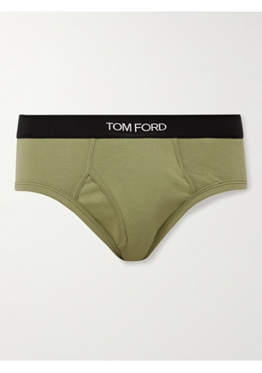 TOM FORD - Stretch-Cotton Briefs - Men - Green - S