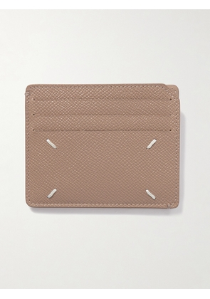Maison Margiela - Logo-Embroidered Full-Grain Leather Cardholder - Men - Brown