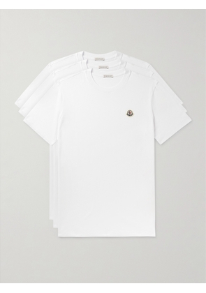 Moncler - Three-Pack Logo-Appliquéd Cotton-Jersey T-Shirts - Men - White - XS