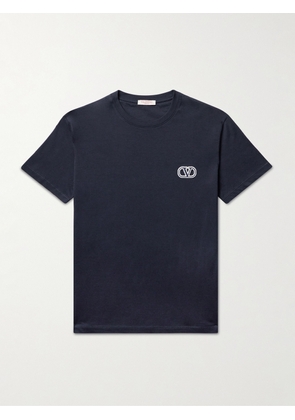 Valentino Garavani - Logo-Embroidered Cotton-Jersey T-Shirt - Men - Blue - XS