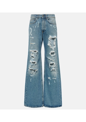 Rabanne Distressed high-rise wide-leg jeans