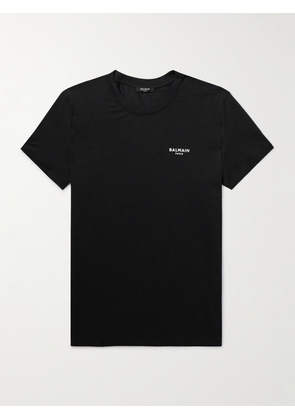 Balmain - Logo-Flocked Cotton-Jersey T-Shirt - Men - Black - S
