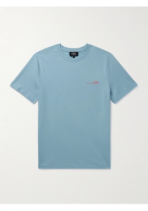 A.P.C. - Logo-Print Cotton-Jersey T-Shirt - Men - Blue - XS