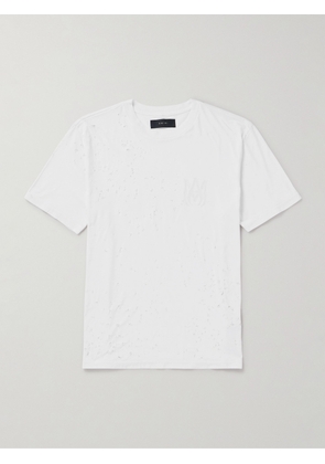 AMIRI - Shotgun Logo-Print Distressed Cotton-Jersey T-Shirt - Men - White - XS