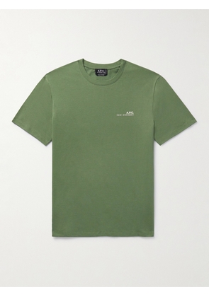 A.P.C. - Logo-Print Cotton-Jersey T-Shirt - Men - Green - XS