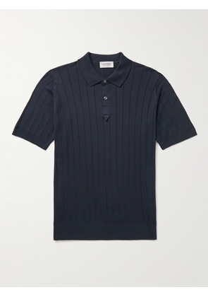 John Smedley - Ribbed Sea Island Cotton Polo Shirt - Men - Blue - S