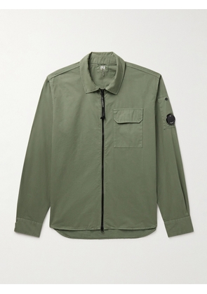 C.P. Company - Logo-Appliquéd Garment-Dyed Cotton-Gabardine Overshirt - Men - Green - XS