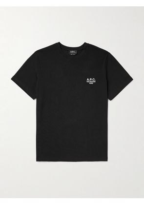A.P.C. - Raymond Logo-Embroidered Cotton-Jersey T-Shirt - Men - Black - XS