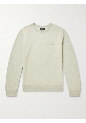 A.P.C. - Logo-Print Cotton-Jersey Sweatshirt - Men - Gray - XS