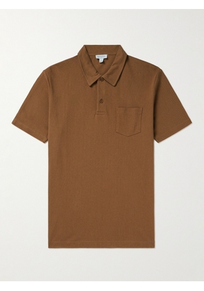Sunspel - Riviera Slim-Fit Cotton-Mesh Polo Shirt - Men - Brown - S