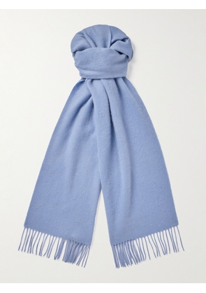 Mulberry - Fringed Logo-Embroidered Cashmere Scarf - Men - Blue