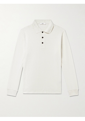 Mr P. - Striped Organic Cotton Polo Shirt - Men - Neutrals - XS