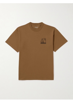 Carhartt WIP - Groundworks Logo-Embroidered Cotton-Jersey T-Shirt - Men - Brown - XS