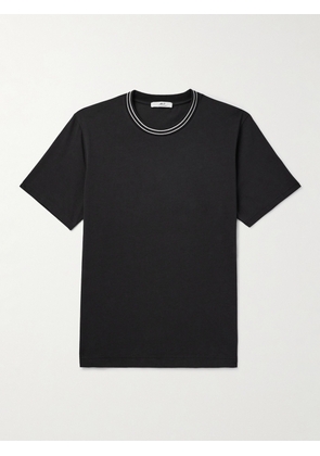 Mr P. - Striped Pointelle-Trimmed Organic Cotton-Jersey T-Shirt - Men - Black - XS