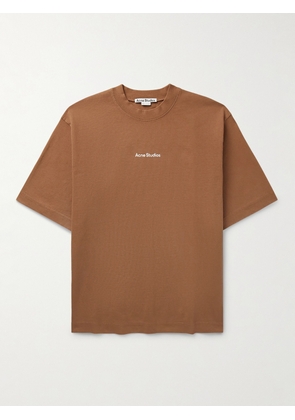 Acne Studios - Extorr Logo-Flocked Garment-Dyed Cotton-Jersey T-Shirt - Men - Brown - XS