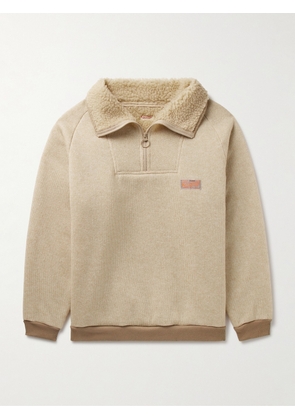 KAPITAL - Alpine Logo-Appliquéd Fleece-Lined Knitted Half-Zip Sweatshirt - Men - Neutrals - 2