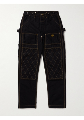 KAPITAL - Lumber Tapered Embroidered Cotton-Canvas Cargo Trousers - Men - Black - 1