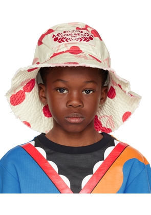 GCDS Kids Kids Off-White Printed Bucket Hat