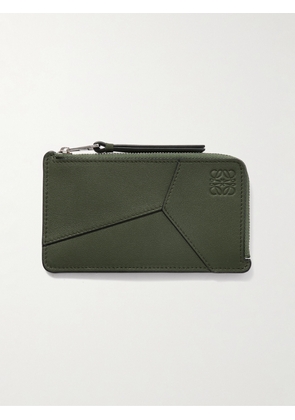 LOEWE - Puzzle Logo-Debossed Leather Zipped Cardholder - Men - Green