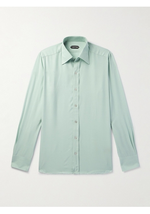 TOM FORD - Slim-Fit Cutaway-Collar Silk-Poplin Shirt - Men - Green - EU 39