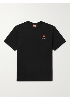 KENZO - Appliquéd Logo-Embroidered Cotton-Jersey T-Shirt - Men - Black - XS