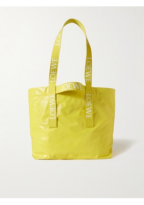LOEWE - Webbing-Trimmed Crinkled-Leather Tote Bag - Men - Yellow