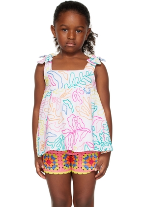 Marc Jacobs Kids White Embroidered Tank Top