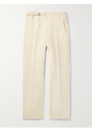 Zegna - Calcare Straight-Leg Belted Oasi Linen Trousers - Men - White - IT 46