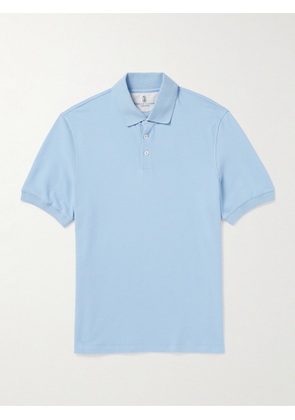 Brunello Cucinelli - Slim-Fit Cotton-Piqué Polo Shirt - Men - Blue - S