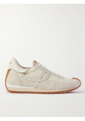 LOEWE - Flow Runner Leather-Trimmed Brushed-Suede and Nylon Sneakers - Men - Neutrals - EU 40